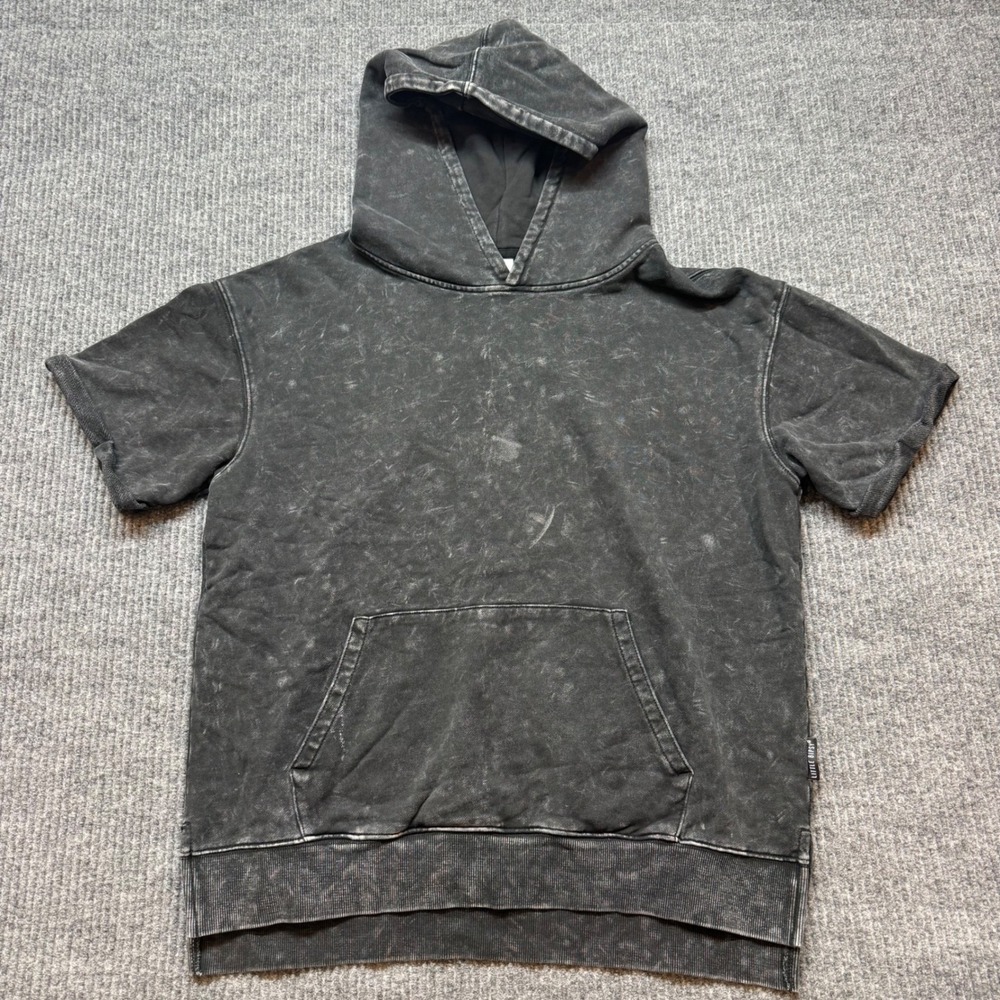 Little Bipsy Black Mineral Wash Short Sleeve Hoodie